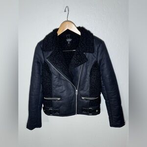 Topshop Black Textured Leather Jacket